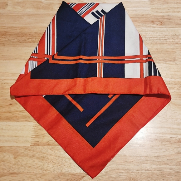 Vintage St Michael Geometric Red White and Blue Square Scarf - Picture 5 of 6